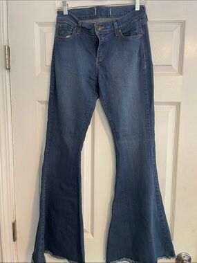 Free People Women's Dark Blue Flare Jeans and worn in boyfriend jeans bundle